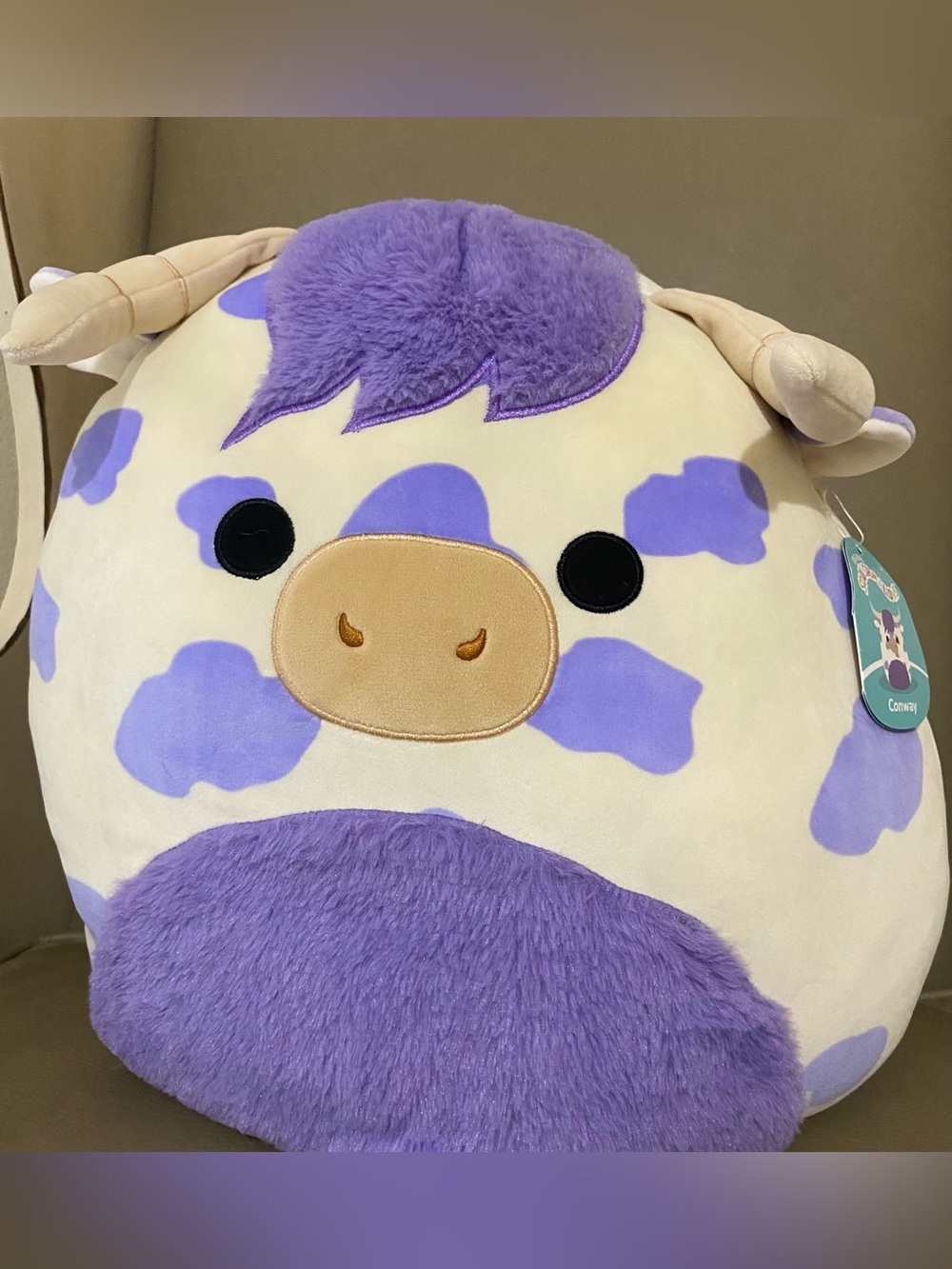Squishmallows Purple and Cream Cow Plush